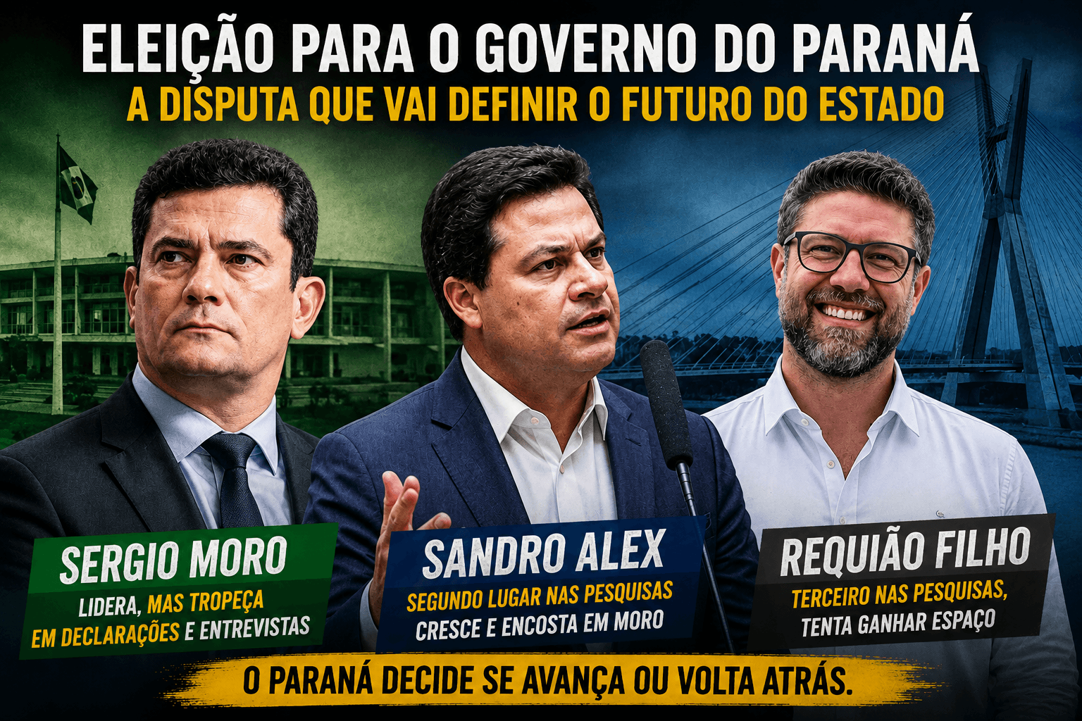 Moro lidera, mas Sandro Alex se aproxima e eleição começa a ganhar contornos de segundo turno. 48% estão indecisos!