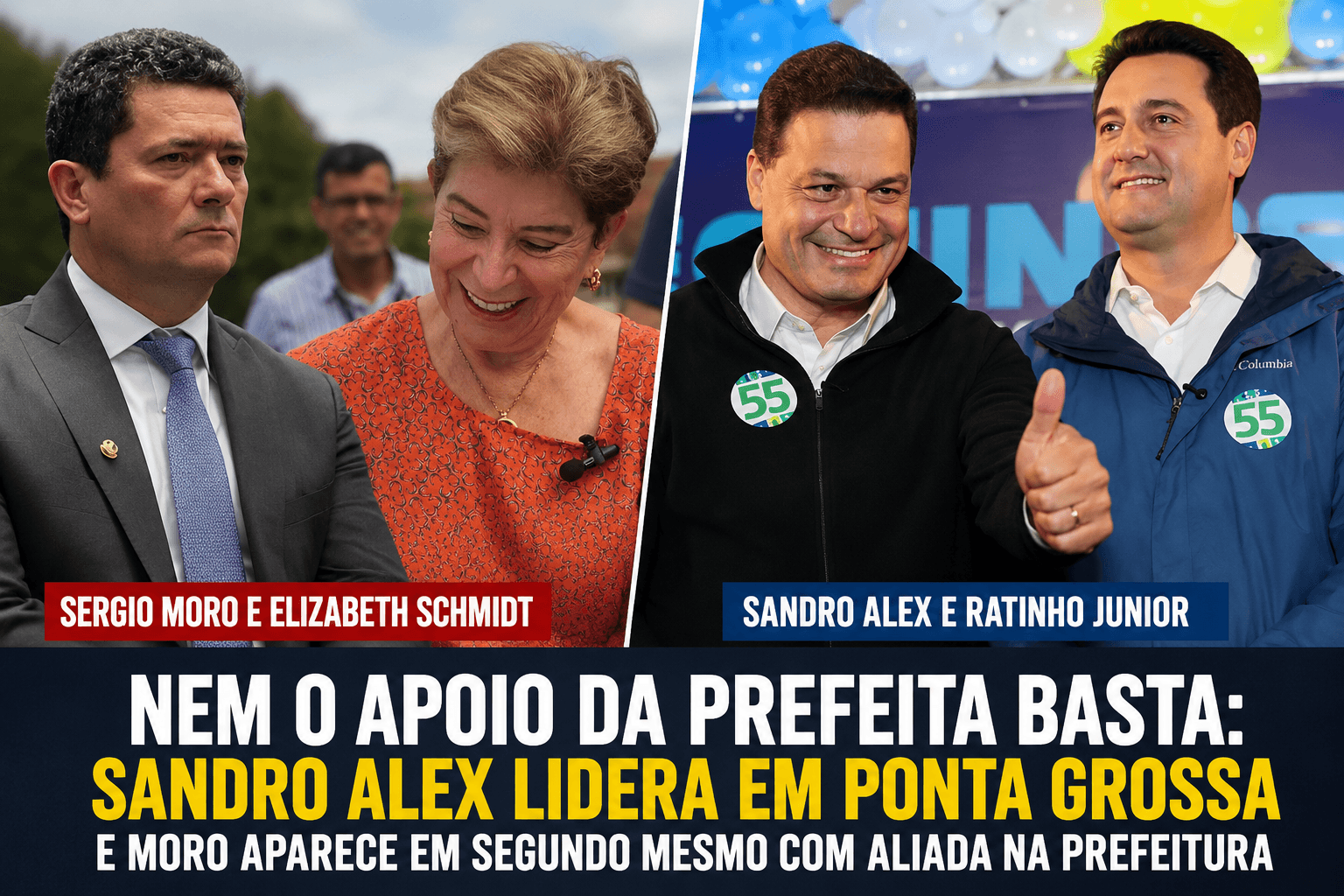 Nem a máquina da Prefeitura ajuda: Sandro Alex lidera em Ponta Grossa e impõe derrota simbólica a Sergio Moro