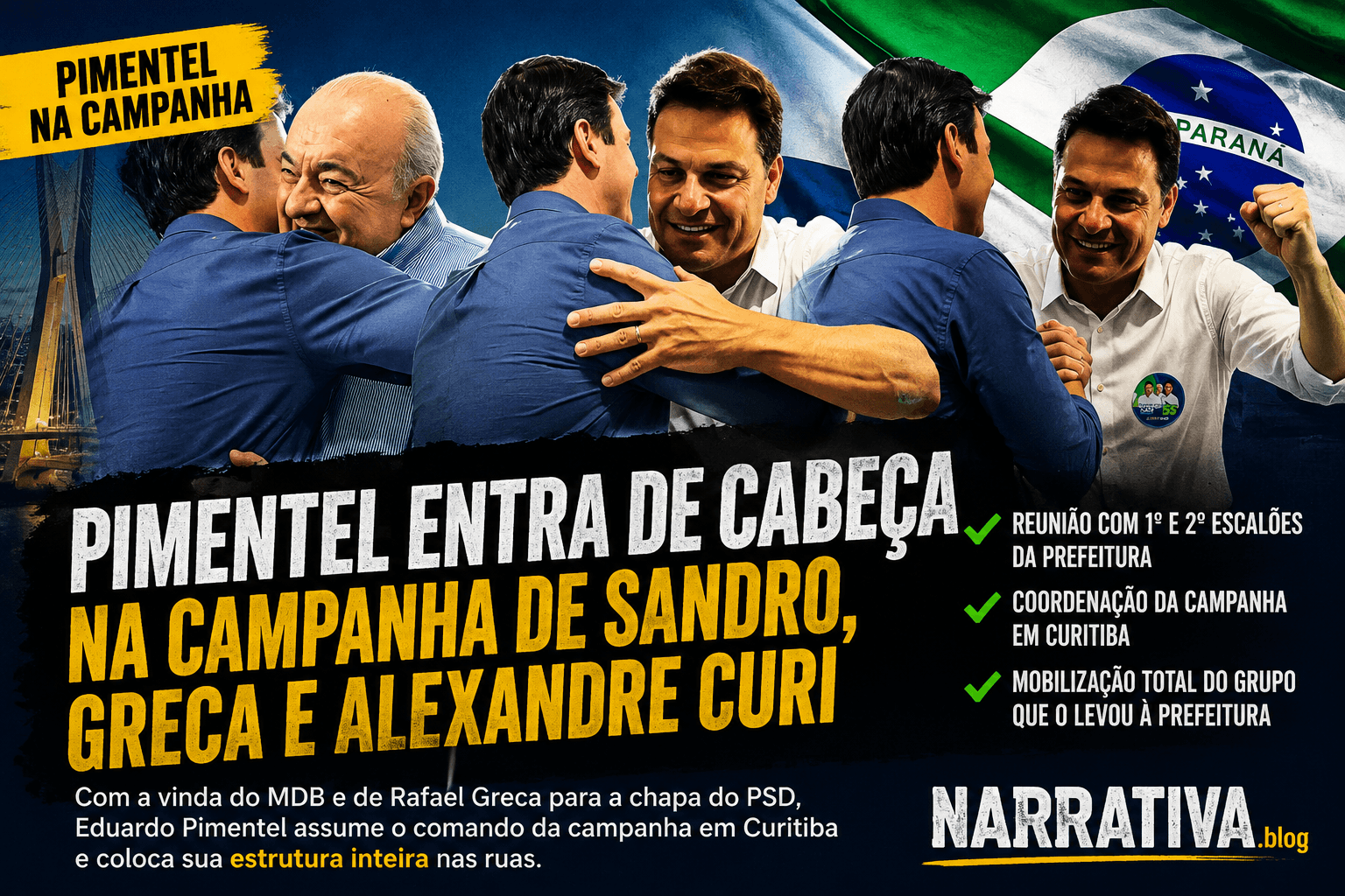 Pimentel entra de cabeça na campanha e coloca o peso político de Curitiba na eleição estadual